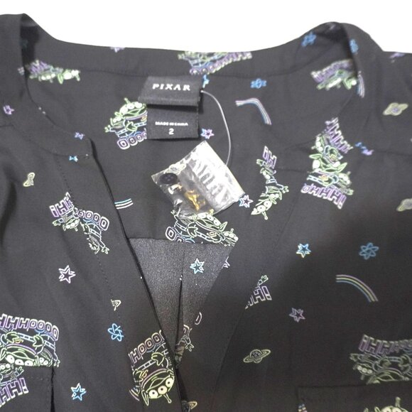 Women's Pixar Monsters Inc Blouse Quarter Placket Elbow Sleeve Sz 16 - Picture 4 of 5